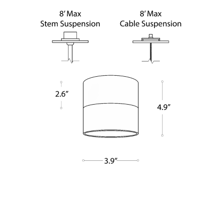 Alcon Lighting 12343-4 Direct light cylinder pendant dome shown in black finish with a gold interior. 