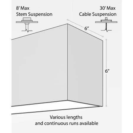 12100-66-P suspended pendant light shown with black finish and flush lens