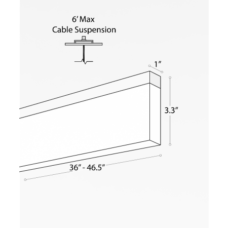 Alcon 12159-P, suspended linear pendant light shown in white finish and with dropped boxed lens.