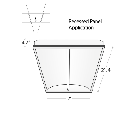 Alcon Lighting 14010-R LED Recessed Troffer Panel slim center beam LED light with a white finish.