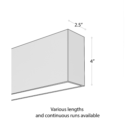 Alcon 12100-20-S, surface linear ceiling light shown in white finish and with a flush trim-less lens.