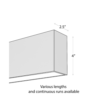 Alcon 12100-20-W, surface mount linear wall light shown in silver finish and with a flush trim-less bottom lens.