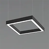 12100-20-SQ-P Square LED Pendant Light with 2-inch aperture in black finish with standard suspension kit