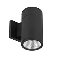 11240-1 4-inch Wall-Mount Architectural Cylinder LED Downlight shown with a black finish