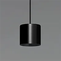 12302-P 4.5-inch Architectural LED Cylinder Pendant Light shown with a black finish and black stem suspension